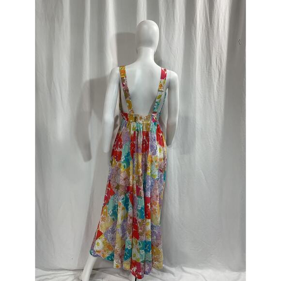 Zimmermann 'Bells' Blue Bow-Detailed Floral-Print Cotton-Voile Midi Dress Size 2 - Picture 3 of 5